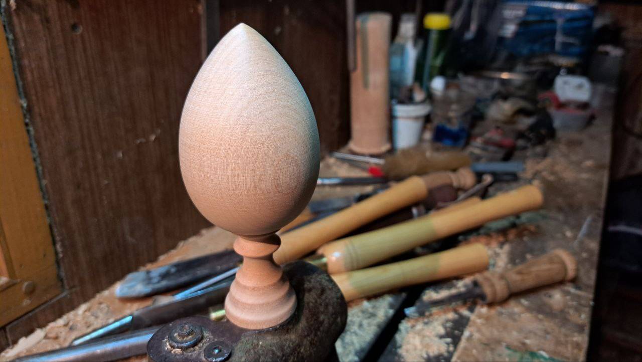 Заготовка для творчества "Яйцо фаберже" на токарном станке "яйцо на подставке из дерева", "на пасху"