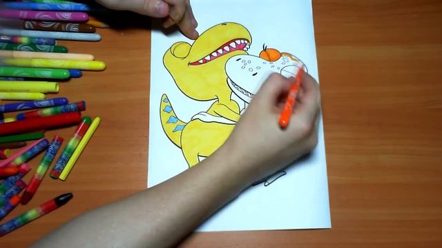 Dinosaurs New Coloring Pages for Kids Colors Coloring colored markers felt pens pencils смотреть онлайн