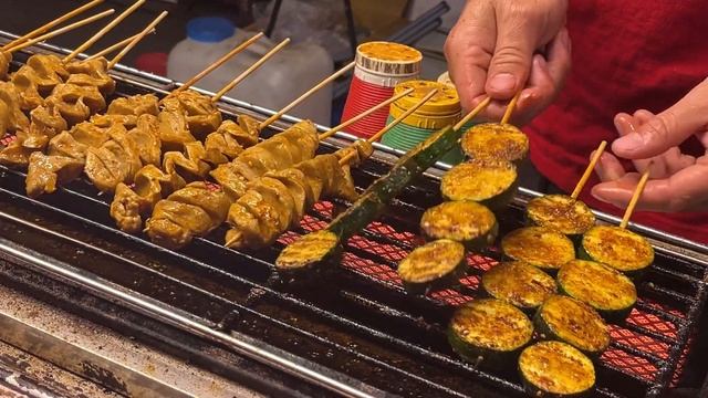 Grilled Eggplant, Tofu Skin, Zucchini - Taiwanese Street Food смотреть онлайн