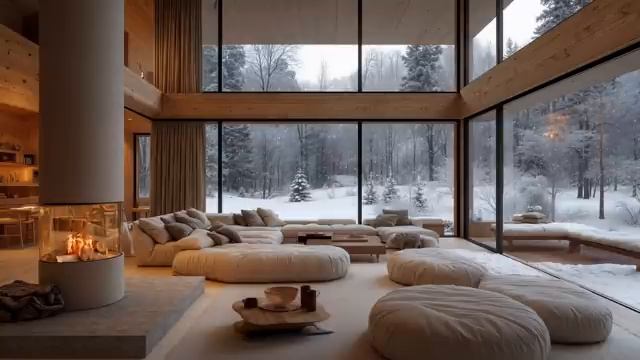 Cozy Fireplace  Smooth Jazz  Relaxing Winter Ambience For Studying Working  Unwinding