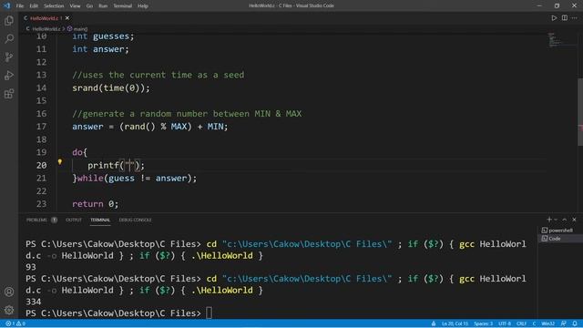 C number guessing game 🔢 смотреть онлайн