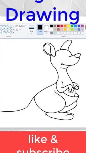 #shorts, how to draw a Kangaroo, Easy Drawing Step by Step in MS a Paint,  animals drawing #Shorts,