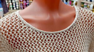 Обвязка горловины шнуром I-cord.
Стильная, аккуратная обработка горловины. Не растягивается!