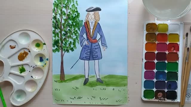 Костюм Западной Европы XVII в. Мужской костюм. ИЗО. Уроки рисования. смотреть онлайн