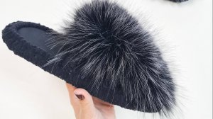 Пришивание меховой опушки к верху тапочка