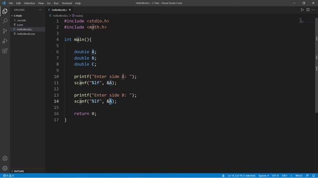 C hypotenuse calculator program 📐 смотреть онлайн