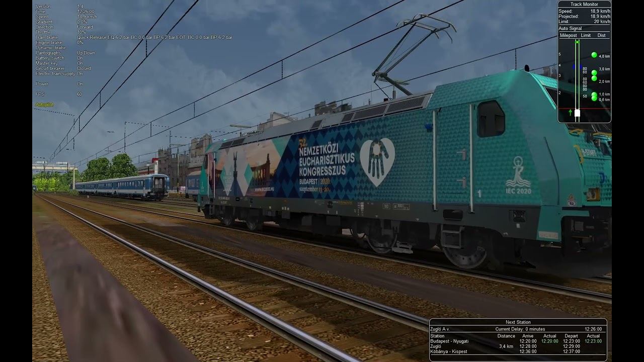 Open Rails 1.4 Alfold_7.2 Scenario IC656 Kócsag Budapest-Nyugati - Budapest-Keleti смотреть онлайн