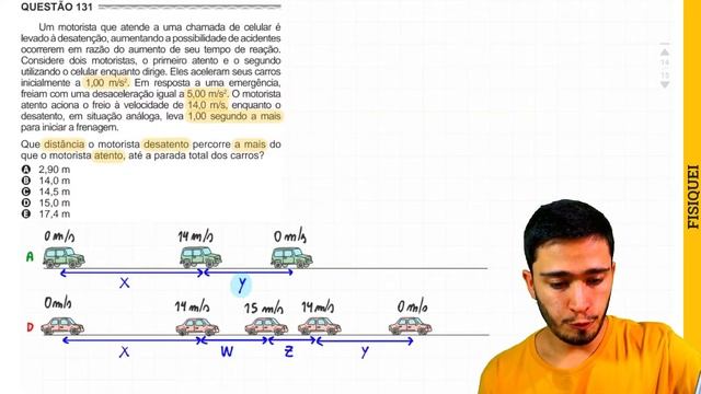 ENEM 2017 - Um motorista que atende a uma chamada de celular é levado à desatenção, aumentando a po смотреть онлайн