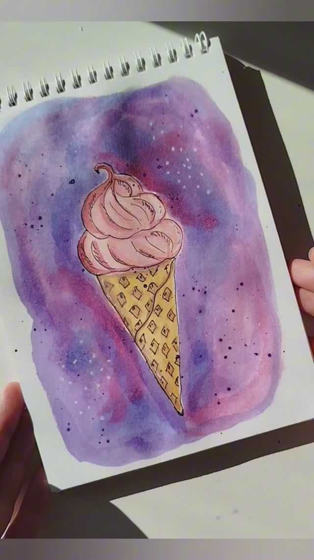 Рисую мороженое акварелью смотреть онлайн