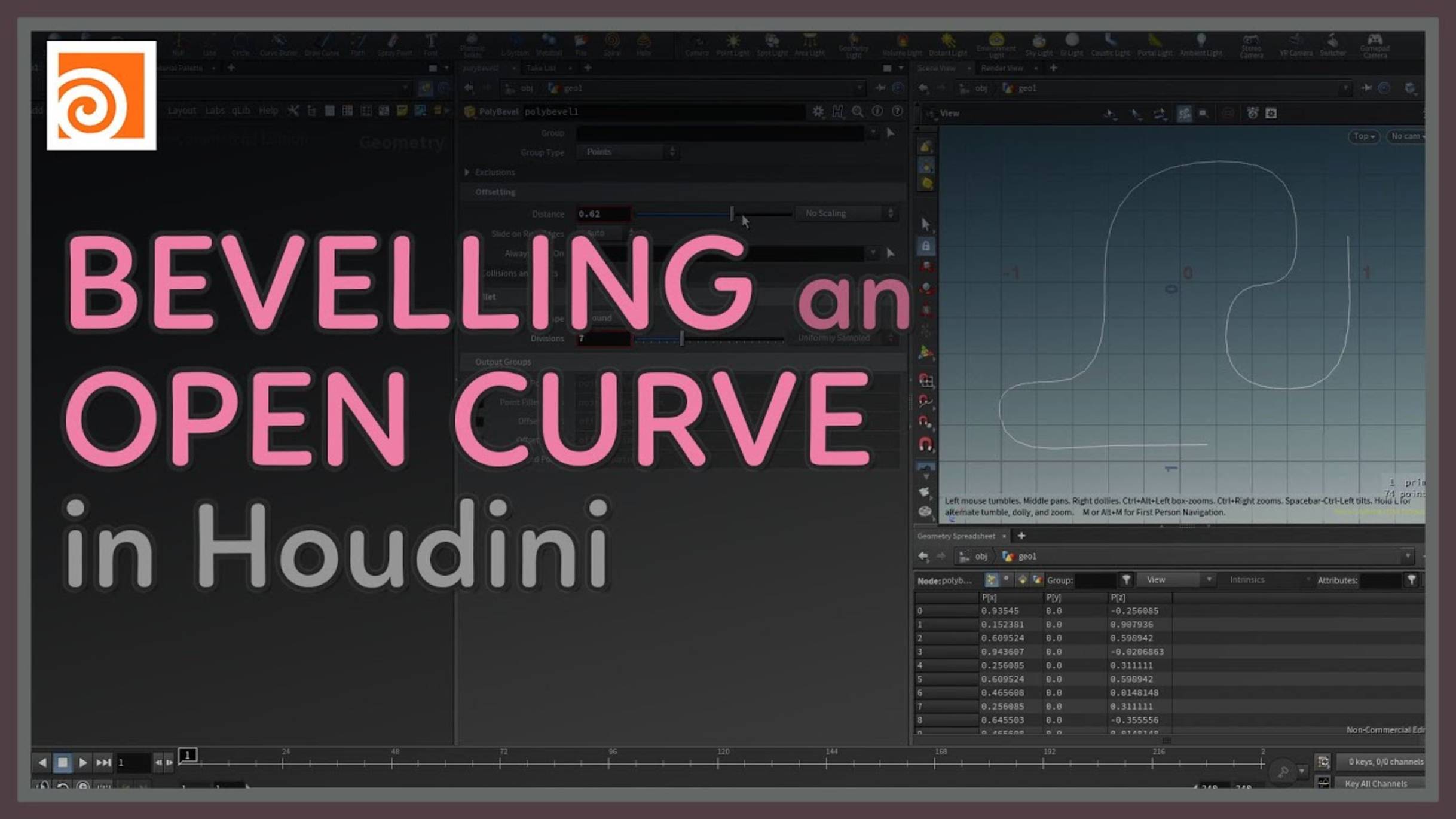 45 Bevelling an Open Curve in Houdini смотреть онлайн