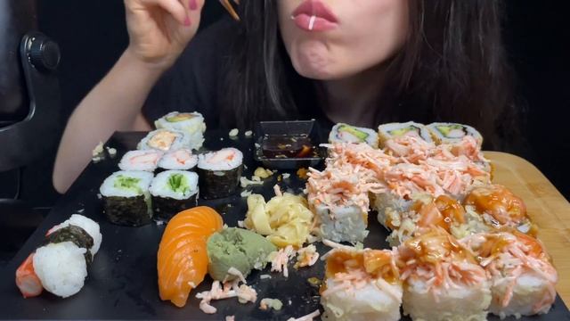 🍿 ASMR SUSHI & SASHIMI PLATTER MUKBANG (No Talking) EATING FOOD