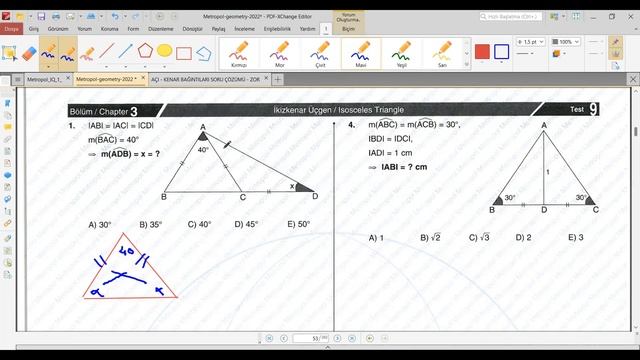 YÖS GEOMETRİ | METROPOL YAYINLARI GEOMETRİ SORU BANKASI | ÖZEL ÜÇGENLER | TEST: 8 - 9 смотреть онлайн