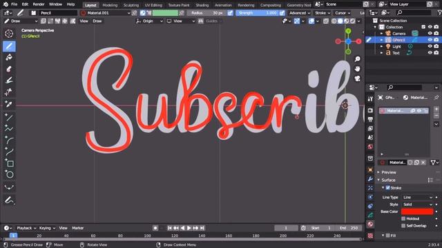 Membuat Animasi Menulis Teks Di Blender