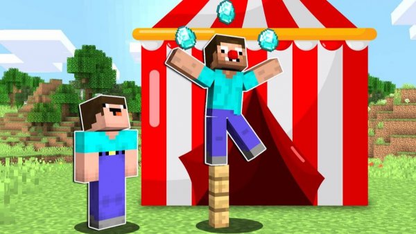 📹 ПРО КЛОУН РАССМЕШИЛ НУБА В ЦИРКЕ МАЙНКРАФТ ! НУБИК И ТРОЛЛИНГ ЛОВУШКА MINECRAFT →
