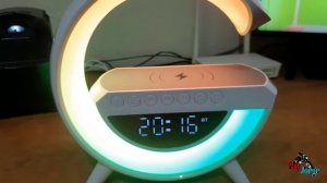 LED WIRELESS CHARGING SPEAKER KP-3401, LUMINARIA, RELÓGIO, CAIXA DE SOM E CARREGADOR #PLAYJORGE