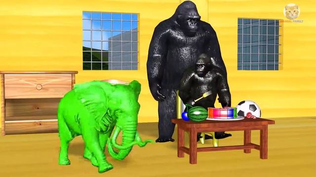 Learn colors with Animal stories Baby Gorilla's birthday party funny cartoon смотреть онлайн