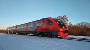 Зимняя сказка! Рельсовый автобус "РА2-017" в Мамоново