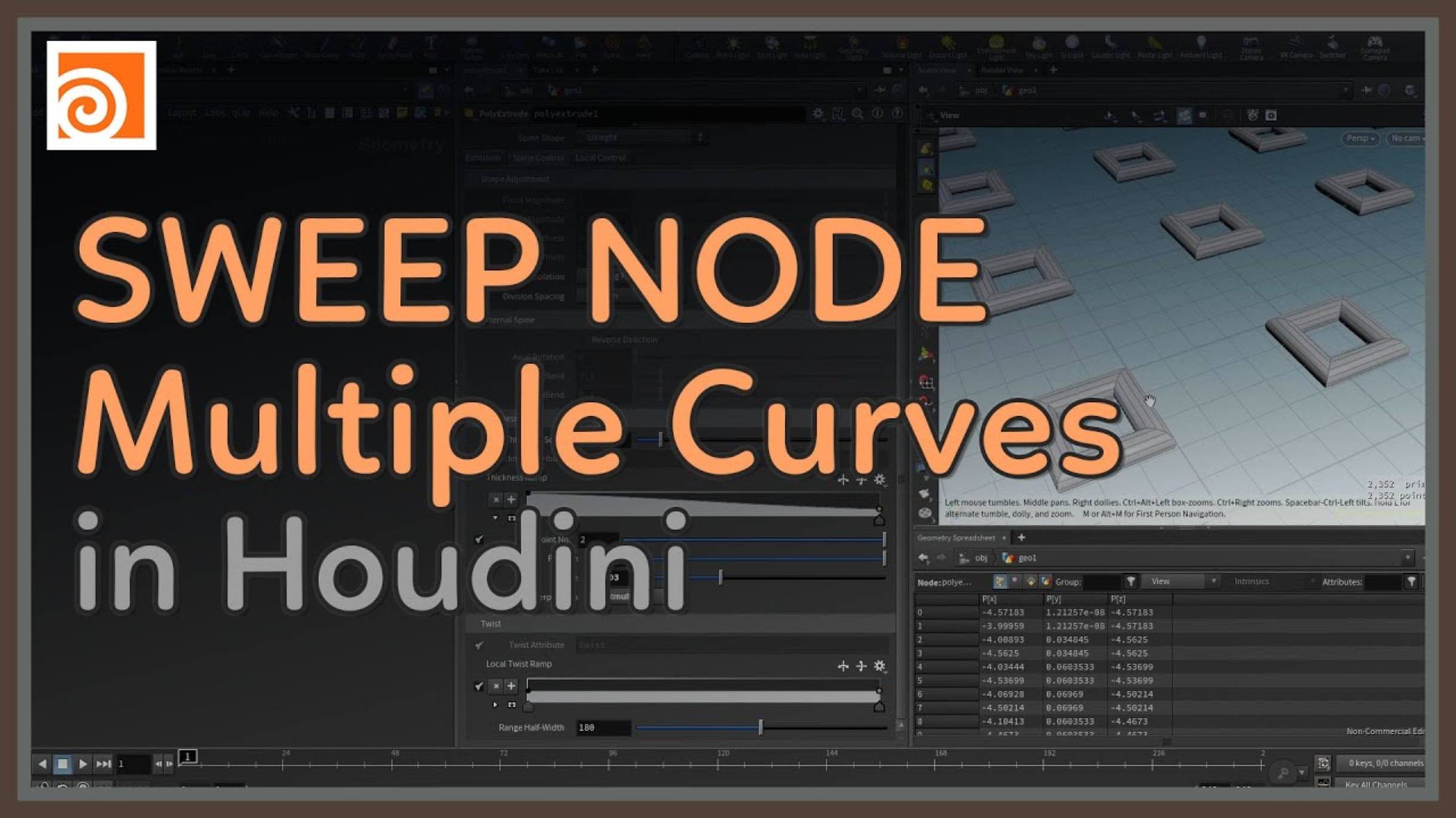 30 The Sweep Node in Houdini Multiple Curves смотреть онлайн