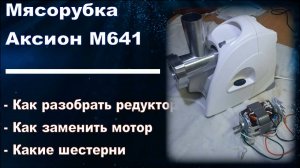 MI003 Мясорубка Аксион М641 как разобрать, какие шестерни шестерни, мотор разбор редуктора