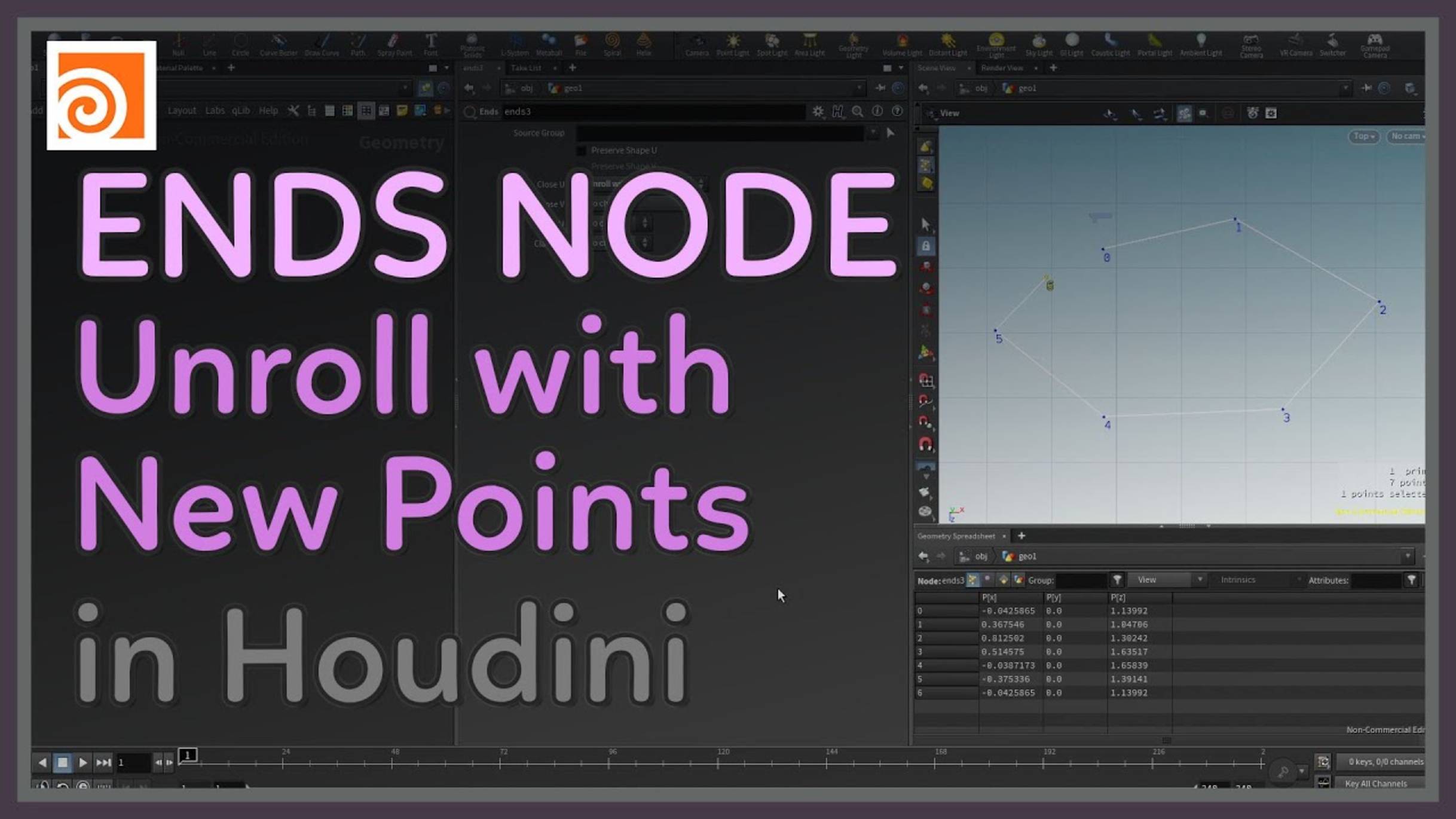 42 The Ends Node in Houdini Unroll with New Points смотреть онлайн