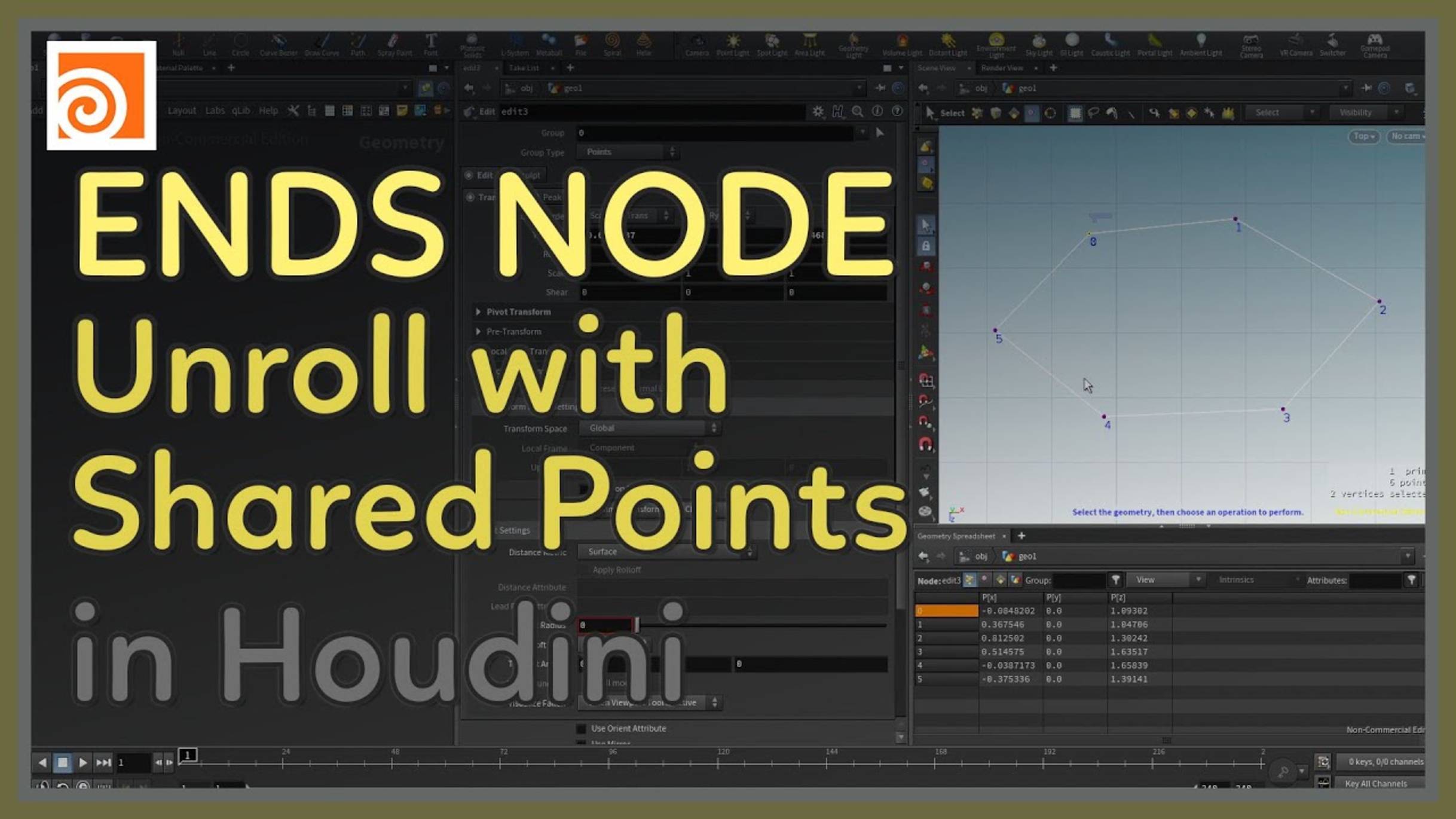 43 The Ends Node in Houdini Unroll with Shared Points смотреть онлайн
