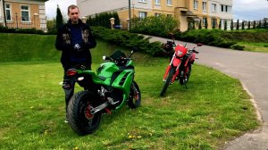 Электромотоцикл Кавасаки 4кВт разгон до 100. Li-lpo батарейки. Тест новых аккумуляторов.