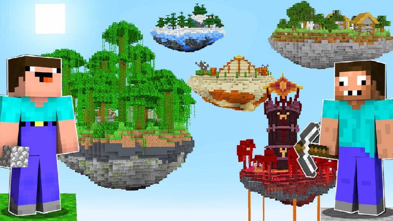 📹 НУБ И ПРО ВЫЖИВАЮТ НА ЛЕТАЮЩИХ ОСТРОВАХ В МАЙНКРАФТ ! НУБИК И ТРОЛЛИНГ ЛОВУШКА MINECRAFT → смотреть онлайн