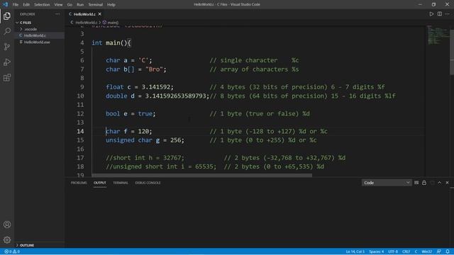 C data types 📊 смотреть онлайн