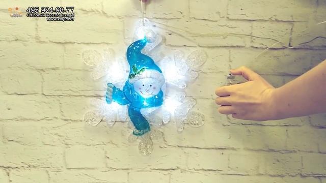 Фигура 'Снежинка со снеговиком' Синий на батарейках арт 020 B смотреть онлайн