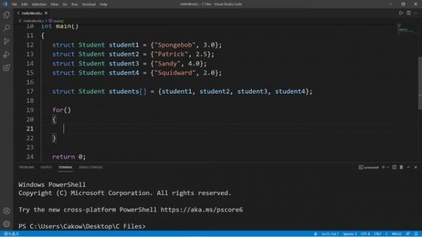 C array of structs 🏫