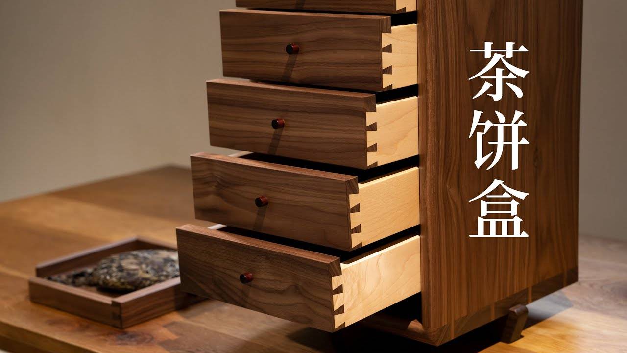 Making A Dovetail Joint Box For Collecting Brick Tea手工燕尾榫茶饼盒制作过程_