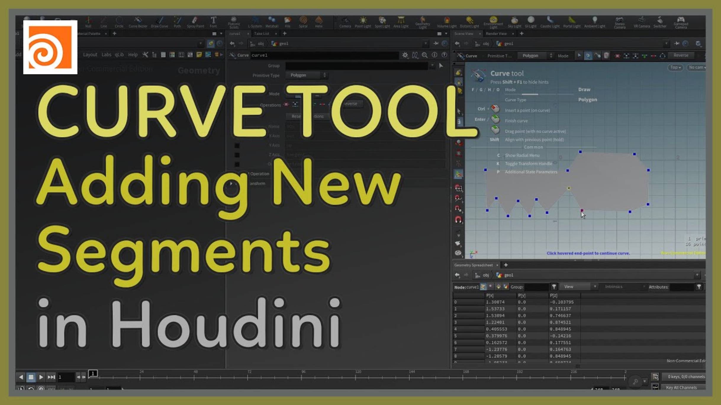 38 Adding New Segments with the Curve Tool in Houdini смотреть онлайн