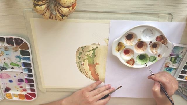 How to paint a pumpkin with watercolours смотреть онлайн