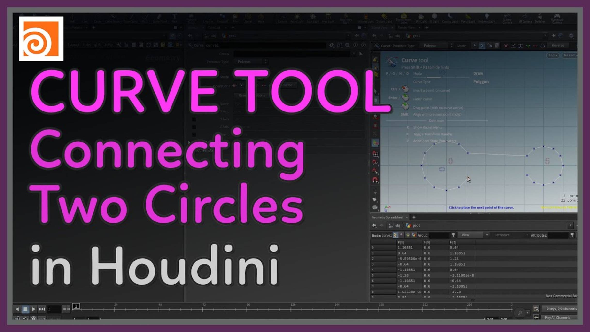 40 Connecting Two Circles with the Curve Tool in Houdini смотреть онлайн