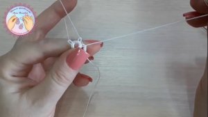 Сцепка колец фриволите челноком