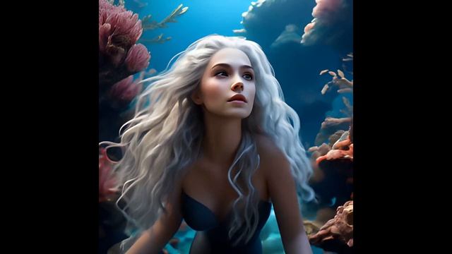 Красивые русалки плавают в море с рыбками🐚🐠🐡🐟