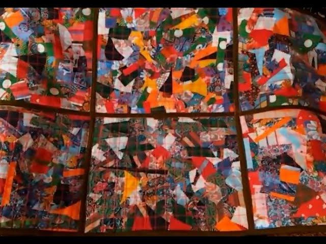 Нарядный ковер из лоскутов в технике пицца. Elegant patchwork rug in the pizza technique смотреть онлайн