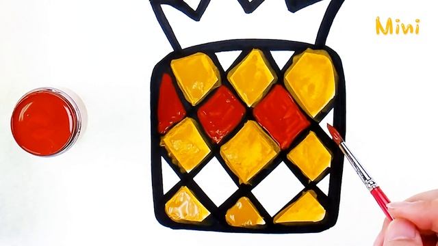 Pineapple Coloring | Fruit Coloring | Coloring Page | Learn Coloring | Mini Art Kids