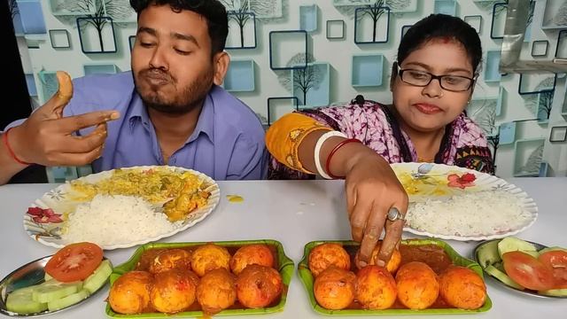 20 eggs curry, mixed veg, dal and rice eating challenge.. husband wife eating challenge смотреть онлайн