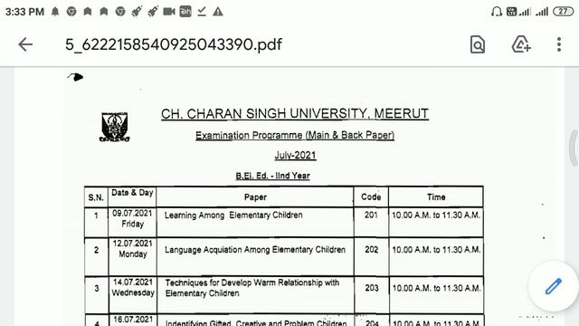 CCSU Meerut ! B.El.Ed Exam 2021!! official !!Exam schedule हुआ जारी !! first and third year promote смотреть онлайн