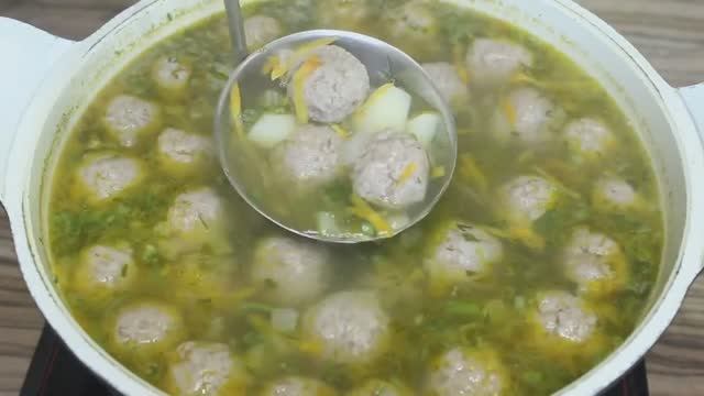 Суп с фрикадельками. Рецепт фрикаделек из фарша. Быстрый и вкусный суп. смотреть онлайн