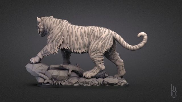 Tiger. 3D model. Sculpture. смотреть онлайн