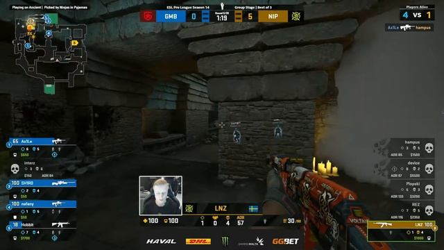 Быстрый ТриплКилл от Hobbit с M4A4, Gambit vs NIP, ESL Pro League Season 14 смотреть онлайн
