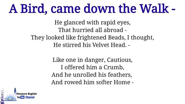 "A Bird, came down the Walk" By "Emily Dickinson" Line by Line Hindi смотреть онлайн