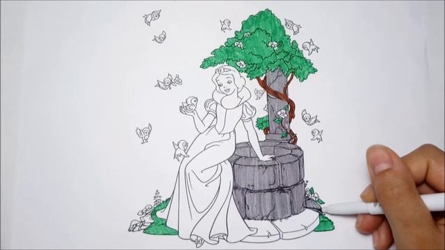 How to Color Princess Snow White - Coloring Book Page смотреть онлайн
