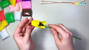 Живые тюльпаны из воздушного пластилина #видеоуроки #изо #легко #little #дети #diy #идеиподарков