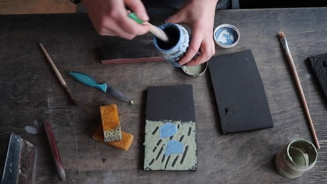 ангобы нанесение