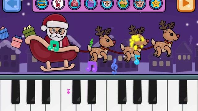 Новогодняя мелодия. Играй и подпевай! Играем на пианино. Игры для детей. Мультики для малышей. смотреть онлайн