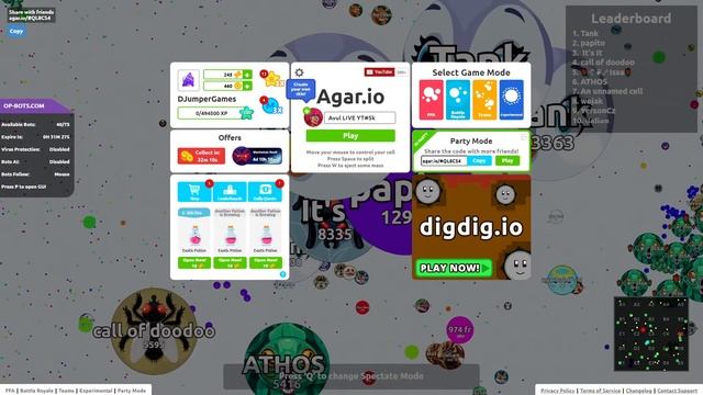 AGAR.IO LIVESTREAM WITH BIG BOTS || TAG 𝓐𝓥𝓛 || OP-BOTS.COM смотреть онлайн