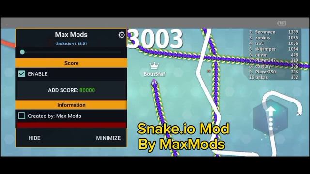 Snake.io Mod Menu - Speed Hack,God Mode,Unlock All Skins And More — By MaxMods